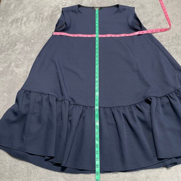 Rachel Comey Dress Womens 4 Blue Zaza Swing Ruffle Pockets Mod Loose Flowy Twee - Picture 10 of 11